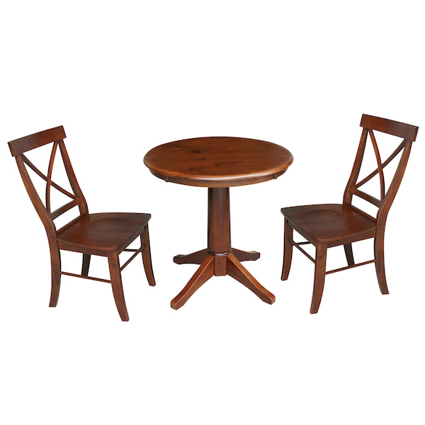 International Concepts Round 30 in Round Top Pedestal Table with 2 Chairs, Espresso, 30 in W, 30 in L, 29.9 in H, Wood K581-30RT-27B-C613-2 - main